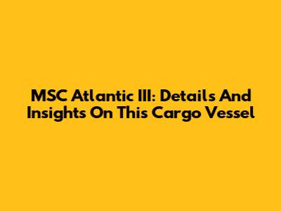 MSC Atlantic III: Details And Insights On This Cargo Vessel