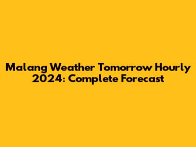 Malang Weather Tomorrow Hourly 2024: Complete Forecast