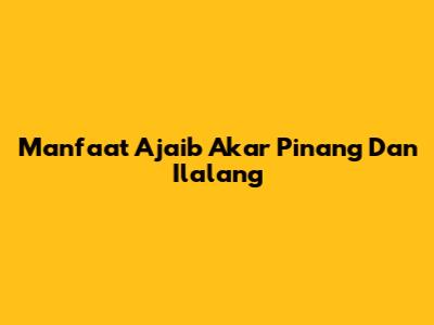 Manfaat Ajaib Akar Pinang Dan Ilalang