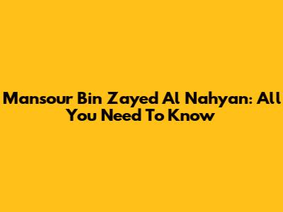 Mansour Bin Zayed Al Nahyan: All You Need To Know