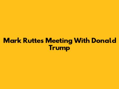 Mark Rutte's Meeting With Donald Trump