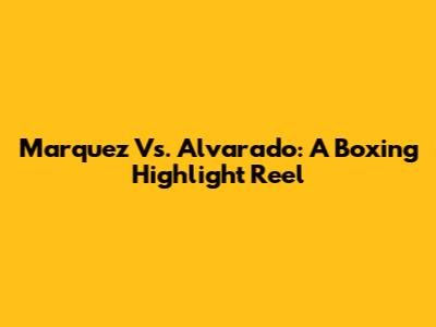 Marquez Vs. Alvarado: A Boxing Highlight Reel