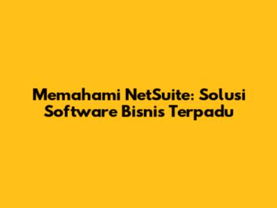 Memahami NetSuite: Solusi Software Bisnis Terpadu