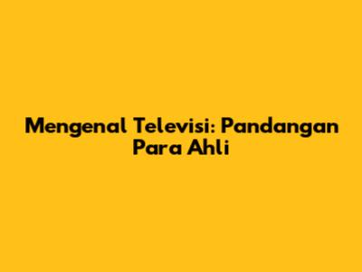 Mengenal Televisi: Pandangan Para Ahli