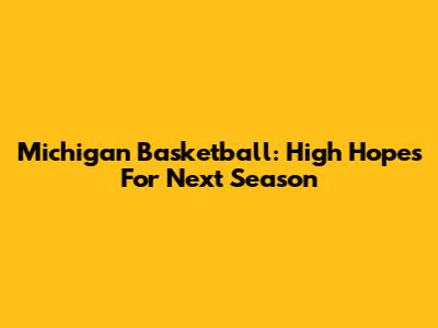 Michigan Basketball: High Hopes For Next Season