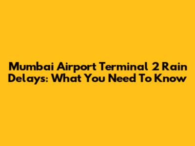 Mumbai Airport Terminal 2 Rain Delays: What You Need To Know