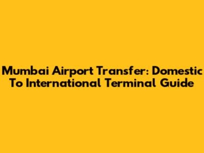 Mumbai Airport Transfer: Domestic To International Terminal Guide