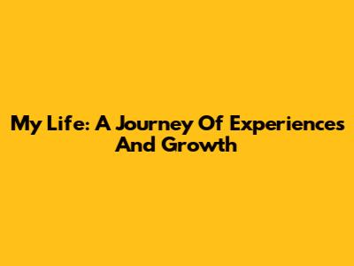 My Life: A Journey Of Experiences And Growth