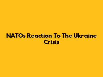 NATO's Reaction To The Ukraine Crisis