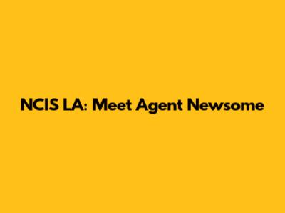 NCIS LA: Meet Agent Newsome
