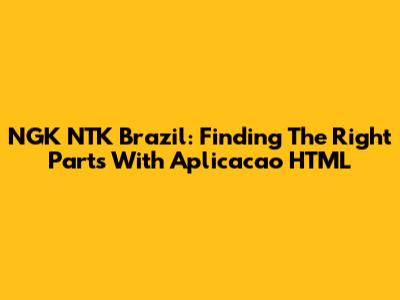 NGK NTK Brazil: Finding The Right Parts With Aplicacao HTML