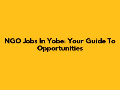NGO Jobs In Yobe: Your Guide To Opportunities