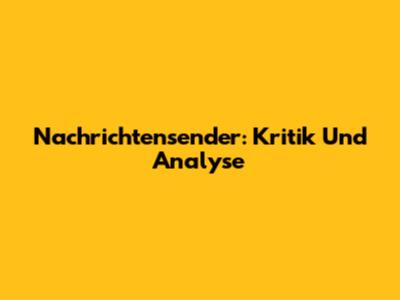 Nachrichtensender: Kritik Und Analyse
