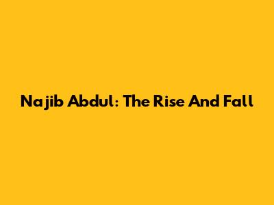 Najib Abdul: The Rise And Fall