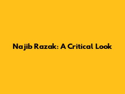 Najib Razak: A Critical Look