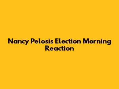 Nancy Pelosi's Election Morning Reaction