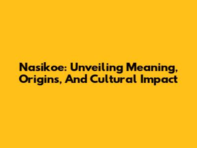 Nasikoe: Unveiling Meaning, Origins, And Cultural Impact