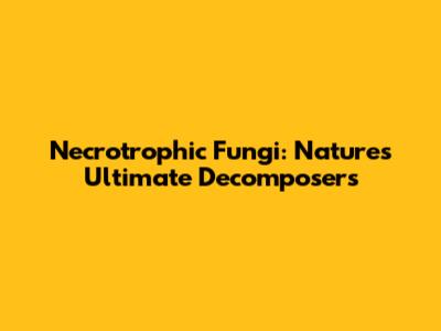 Necrotrophic Fungi: Nature's Ultimate Decomposers
