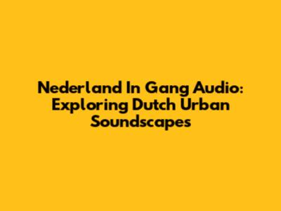 Nederland In Gang Audio: Exploring Dutch Urban Soundscapes