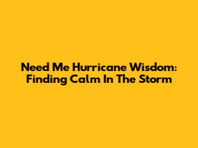Need Me Hurricane Wisdom: Finding Calm In The Storm