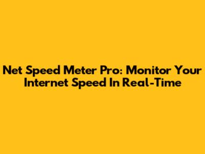 Net Speed Meter Pro: Monitor Your Internet Speed In Real-Time