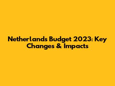 Netherlands Budget 2023: Key Changes & Impacts