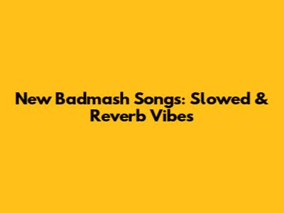 New Badmash Songs: Slowed & Reverb Vibes