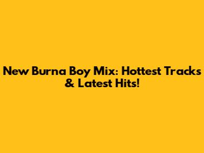 New Burna Boy Mix: Hottest Tracks & Latest Hits!
