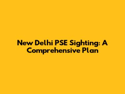 New Delhi PSE Sighting: A Comprehensive Plan