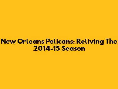 New Orleans Pelicans: Reliving The 2014-15 Season