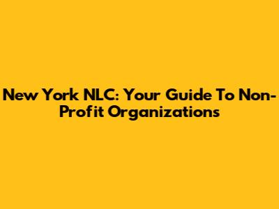 New York NLC: Your Guide To Non-Profit Organizations
