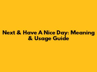 Next & Have A Nice Day: Meaning & Usage Guide