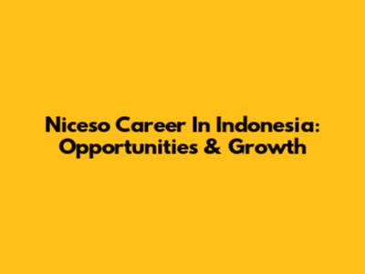 Niceso Career In Indonesia: Opportunities & Growth