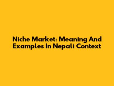 Niche Market: Meaning And Examples In Nepali Context