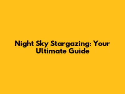 Night Sky Stargazing: Your Ultimate Guide