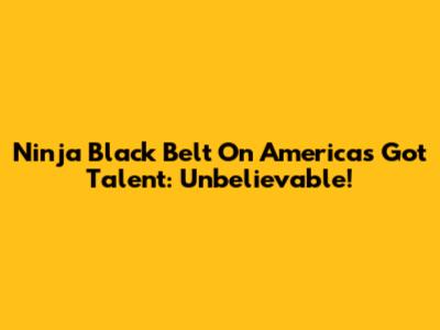 Ninja Black Belt On America's Got Talent: Unbelievable!
