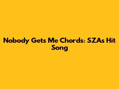 Nobody Gets Me Chords: SZA's Hit Song