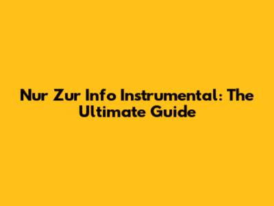 Nur Zur Info Instrumental: The Ultimate Guide
