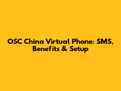 OSC China Virtual Phone: SMS, Benefits & Setup
