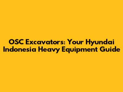 OSC Excavators: Your Hyundai Indonesia Heavy Equipment Guide