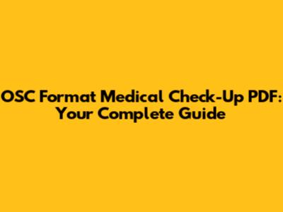 OSC Format Medical Check-Up PDF: Your Complete Guide
