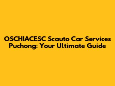 OSCHIACESC Scauto Car Services Puchong: Your Ultimate Guide