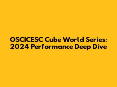 OSCICESC Cube World Series: 2024 Performance Deep Dive
