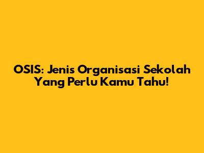 OSIS: Jenis Organisasi Sekolah Yang Perlu Kamu Tahu!