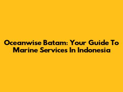 Oceanwise Batam: Your Guide To Marine Services In Indonesia