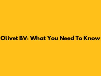Olivet BV: What You Need To Know