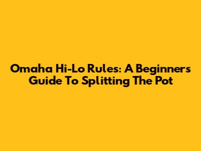 Omaha Hi-Lo Rules: A Beginner's Guide To Splitting The Pot