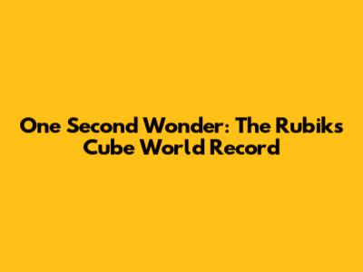 One Second Wonder: The Rubik's Cube World Record
