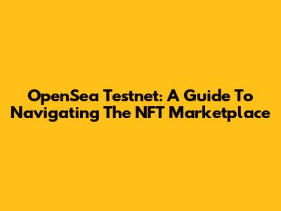OpenSea Testnet: A Guide To Navigating The NFT Marketplace