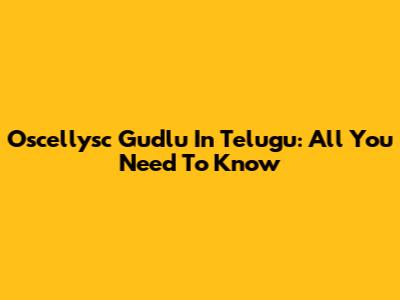 Oscellysc Gudlu In Telugu: All You Need To Know